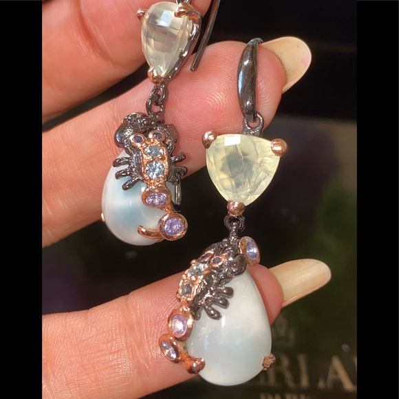 Gorgeous Genuine Larimar Prehnite Earrings - Picture 8 of 8